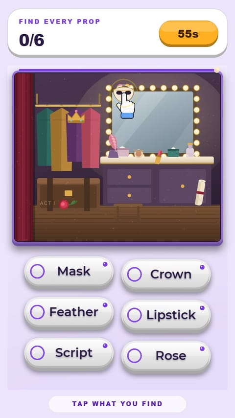 Hidden Object - The Dressing Room playable ad template preview