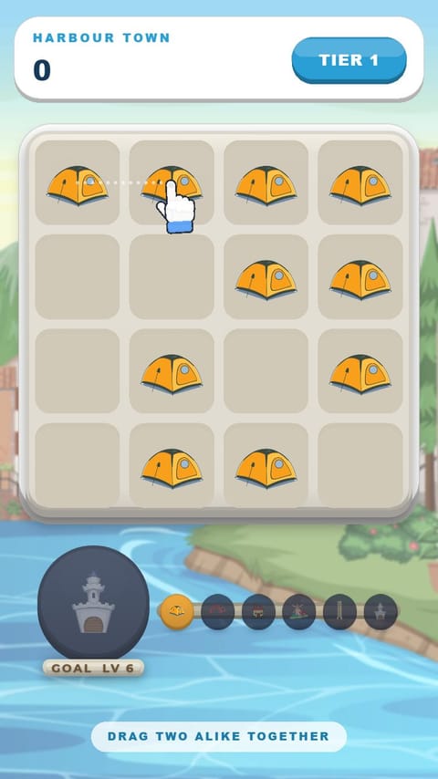 Idle Merge - Harbour Town playable ad template preview