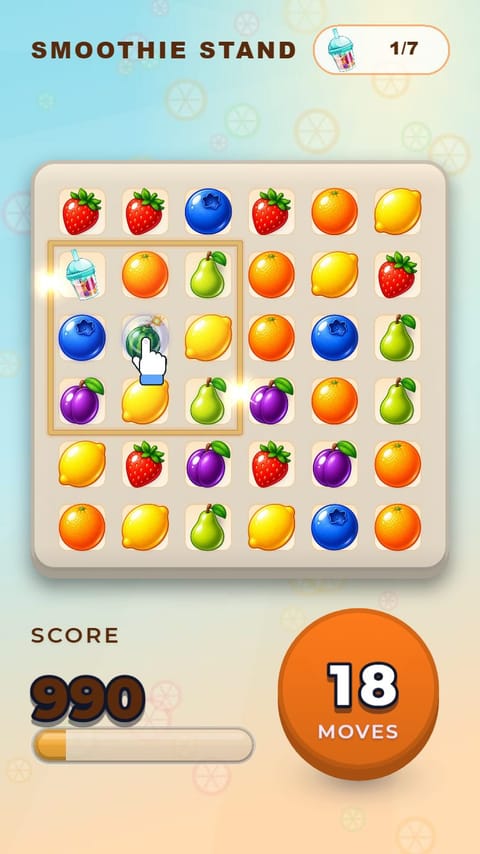 Match 3 - Smoothie Stand playable ad template preview