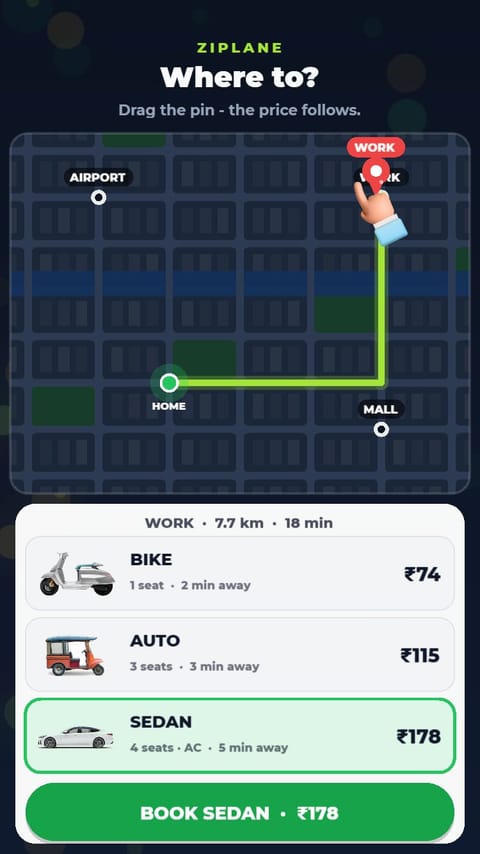 Ride Hailing – Set Your Ride playable ad template preview