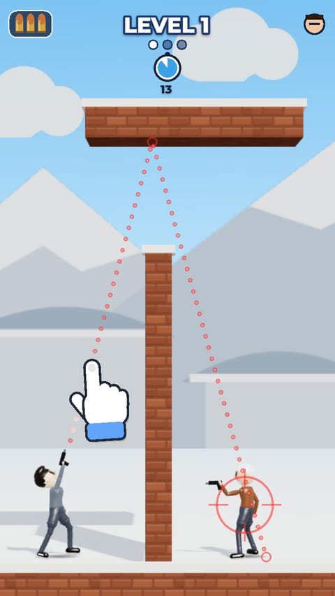 Ricochet Shooter - Snowy Rooftops playable ad template preview