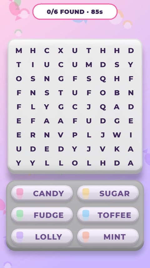 Word Search - Candy Words playable ad template preview