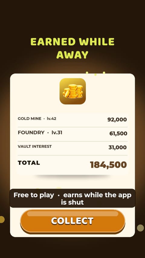 Earned While Away – Offline playable ad template preview