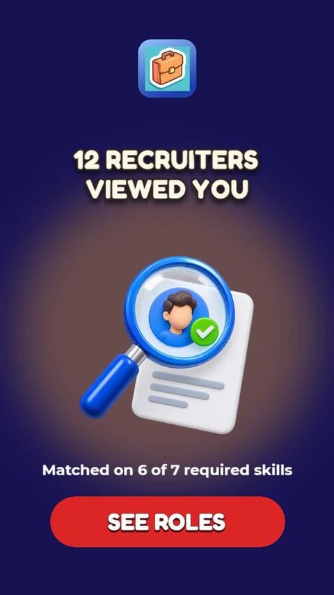 12 Recruiters Viewed You – Role Card playable ad template preview
