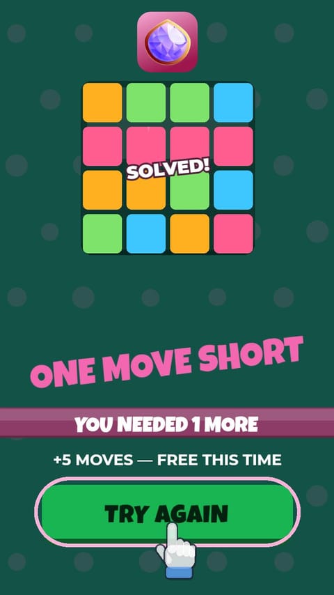 One Move Short – Near Miss playable ad template preview
